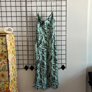 WAYF Mint Tiger Print Slit Maxi Dress